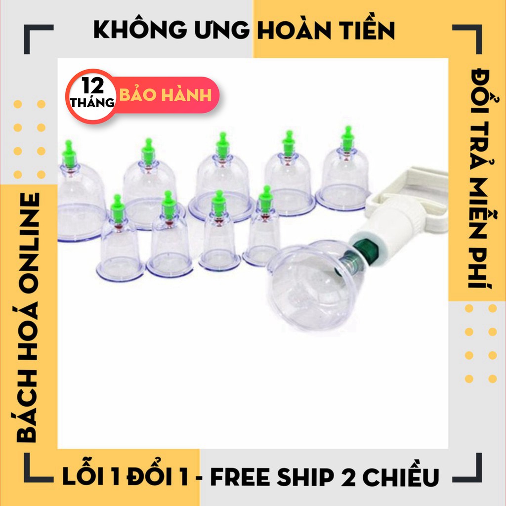 [Hàng Loại 1] Bộ Giác Hơi Không Cần Lửa 12 Ly Kèm 1 Ống Bơm Chuyên Dụng.Bộ giác hơi 12 món không dùng lửa.