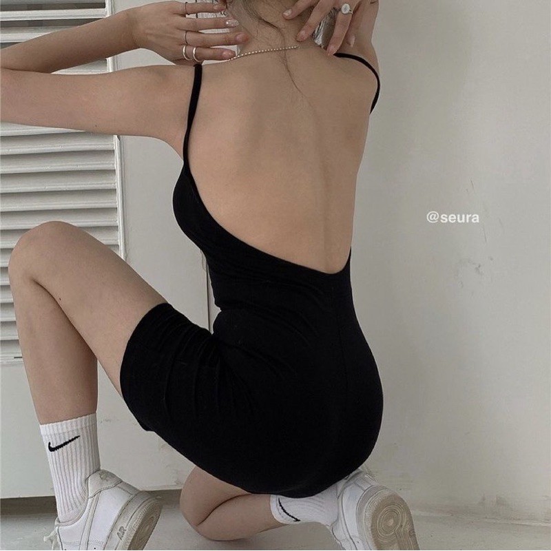[AdorablexBeautiful] Jumpsuit 2 Dây Thun Freesize, Bodysuit Hai Dây Hở Lưng Phong Cách Sexy
