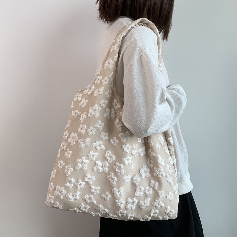 Túi Xách Đeo Vai Chất Liệu Canvas Phối Ren Hoa GXYXB033