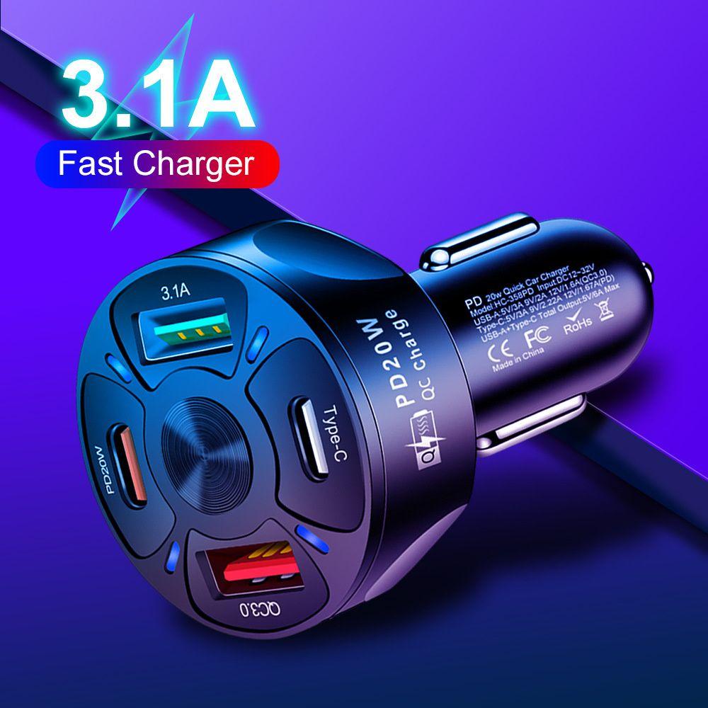 MYRONGVN Bộ SạC Nhanh USB LoạI C 4 CổNg Cho Xe Hơi
