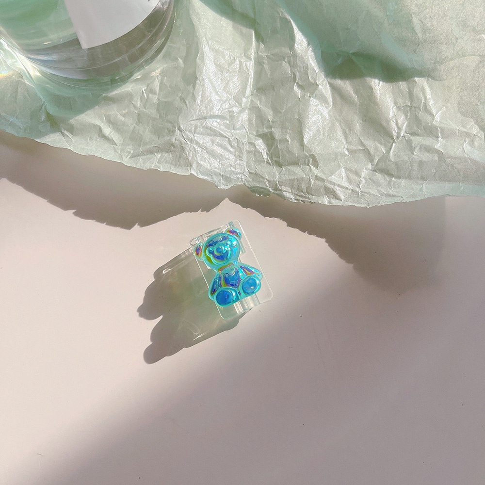 Phụ Kiện Bảo Vệ Dây Cáp USB Trong Suốt Hình Gấu Màu Laser Dễ Thương