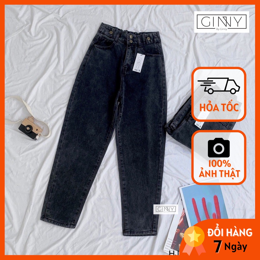 Quần Baggy Jean Nữ Hack Dáng HJ-001| Cạp Cao | Vải Jean Wash Xịn | GinHouse Shop