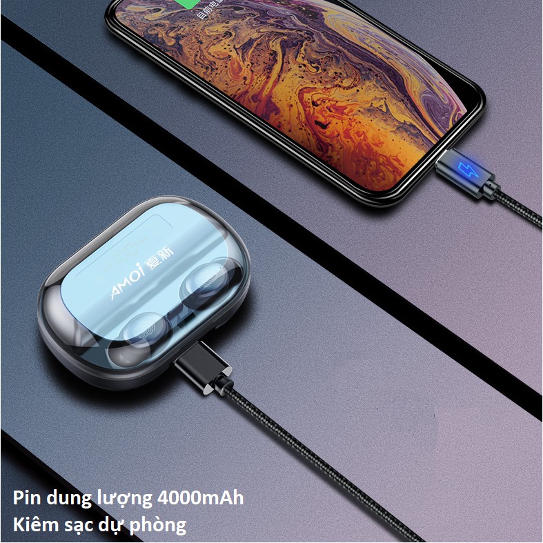 Tai nghe bluetooth cảm ứng cao cấp Amoi V11 âm thanh vòm 8D