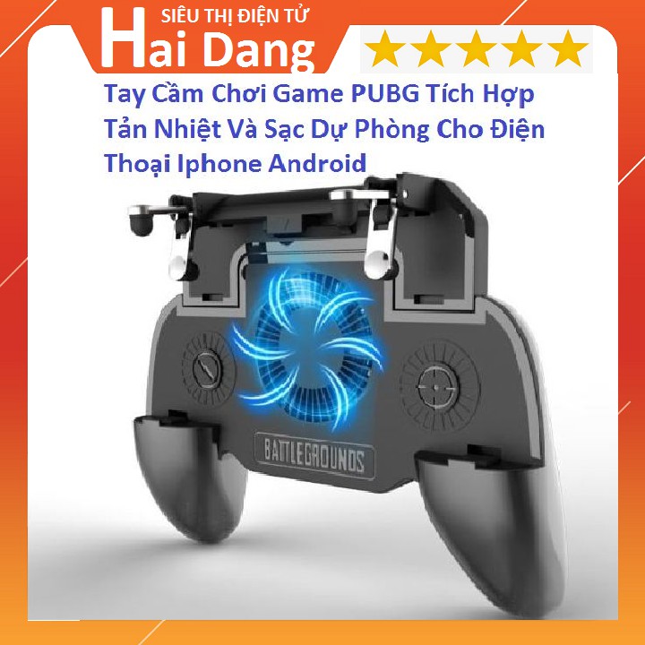 Tay Cầm Chơi Game PUBG Tích Hợp Tản Nhiệt Và Sạc Dự Phòng Cho Điện Thoại Iphone Android