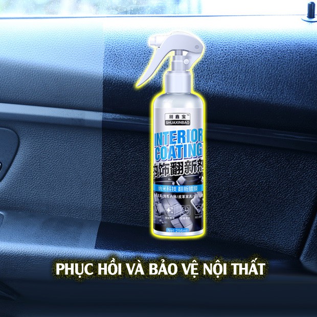 Chai Xịt Phục Hồi Dưỡng Bóng Nội Thất (Nhựa, Da) Ô Tô Xe Hơi Shuaxinbao Interior Coating (256ml) [sale99]