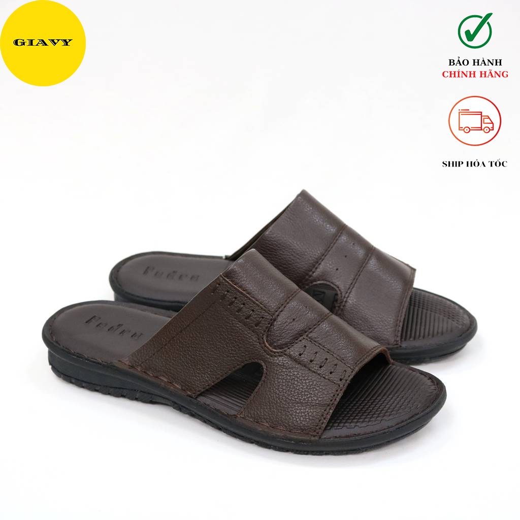 Dép nam quai da, dép nam trung niên, đế dúc L0018 - GIÀY GIAVY