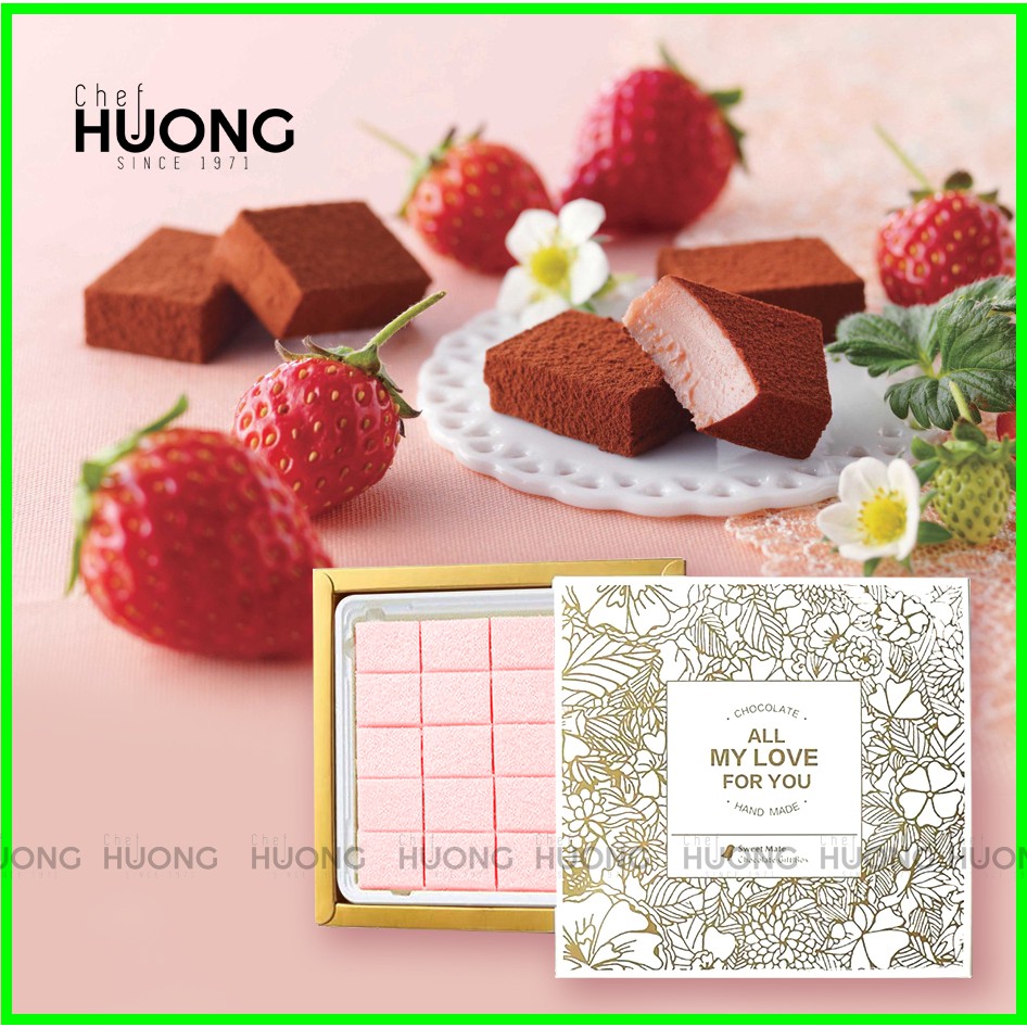 [0 chất bảo quản] Nama Chocolate Strawberry - Sô cô la dâu tây Nhật Bản - Socola Chef Huong