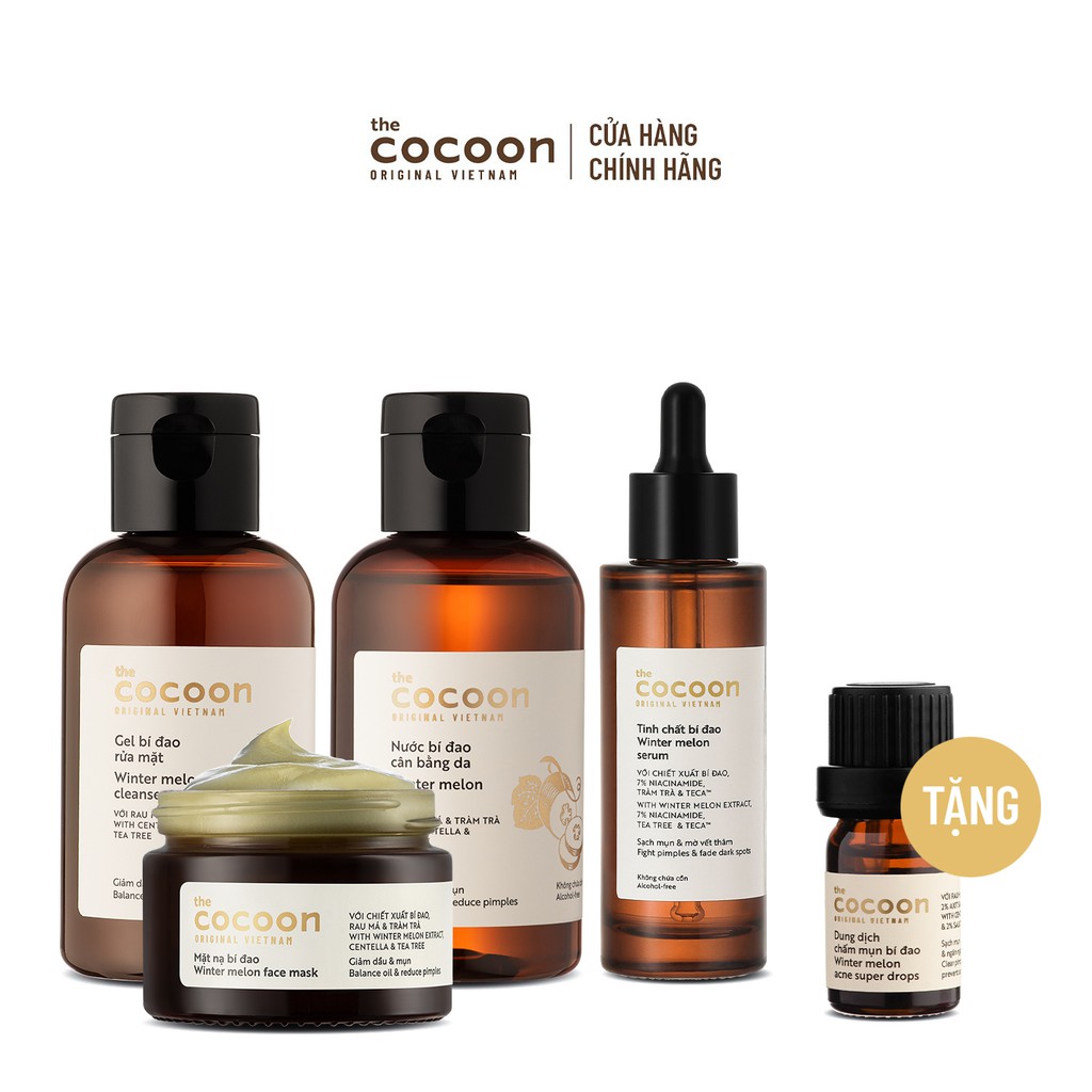 SPECIAL COMBO chăm sóc da mụn toàn diện Cocoon - tặng 1 thạch bí đao Cocoon 30ml