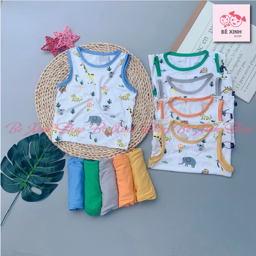 Bộ đồ quần áo cho bé trai mùa hè ba lỗ trẻ em Minky Mom [Sale Siêu Sốc] bộ đồ cho bé trai sát nách KHỦNG LONG trẻ em