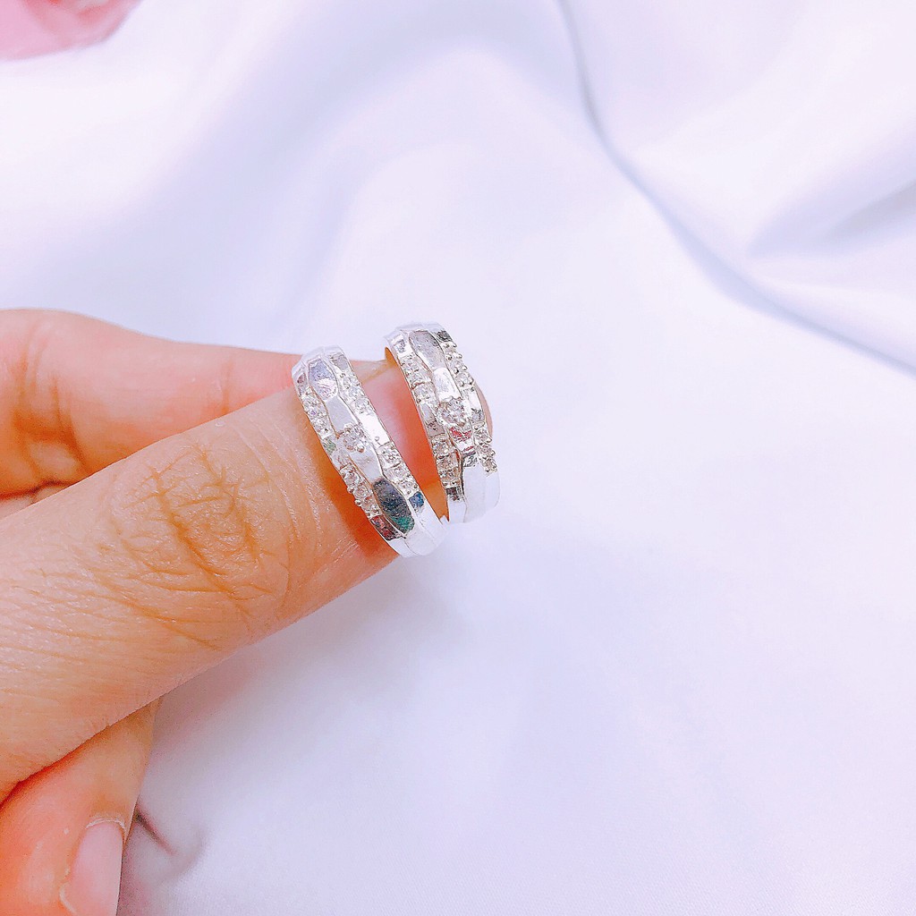 Nhẫn Đôi Bạc Thật JQN Chất Liệu Bạc Ta D14