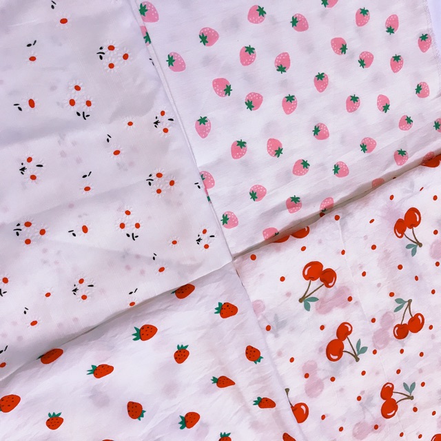 [BÁN SỈ] Khăn Bandana handmade hoạ tiết dâu cherry💖Khăn turban đa năng nhiều màu 💝 TIEMMAYKEOKEO 50x50cm SIÊU NHIỀU MẪU