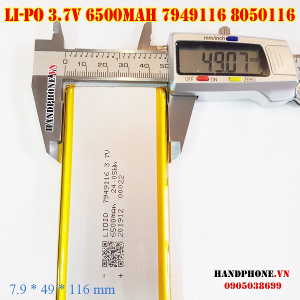 Pin Li-Po 3.7V 7949116 8050115 8050116 6500mAh (Lithium Polyme)