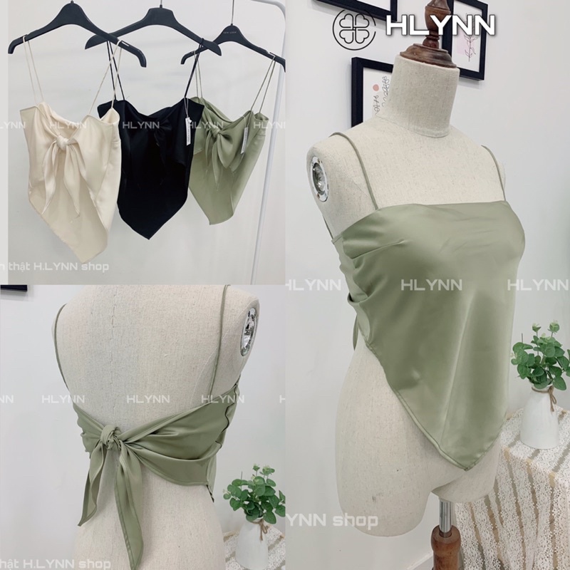 Áo lụa hai dây vạt khăn buộc nơ có mút ngực m129 | BigBuy360 - bigbuy360.vn