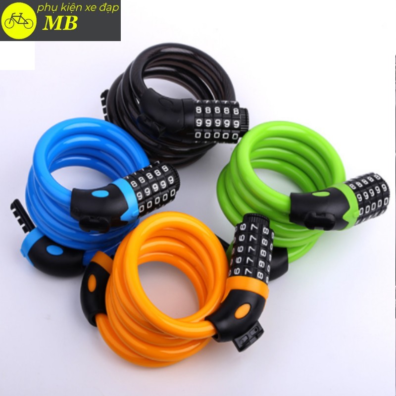 Khóa xe đạp chống trộm cao cấp lõi thép chống cắt, khóa dây đổi được mật khẩu nhiều màu sắc