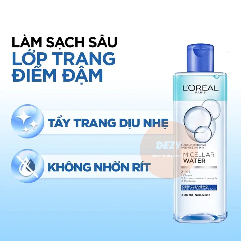 Nước Tẩy Trang Loreal CHÍNH HÃNG L oréal Cleanser paris micellar water L oreal Chăm Sóc Da Mụn Da Nhạy Cảm Lo real Dezy