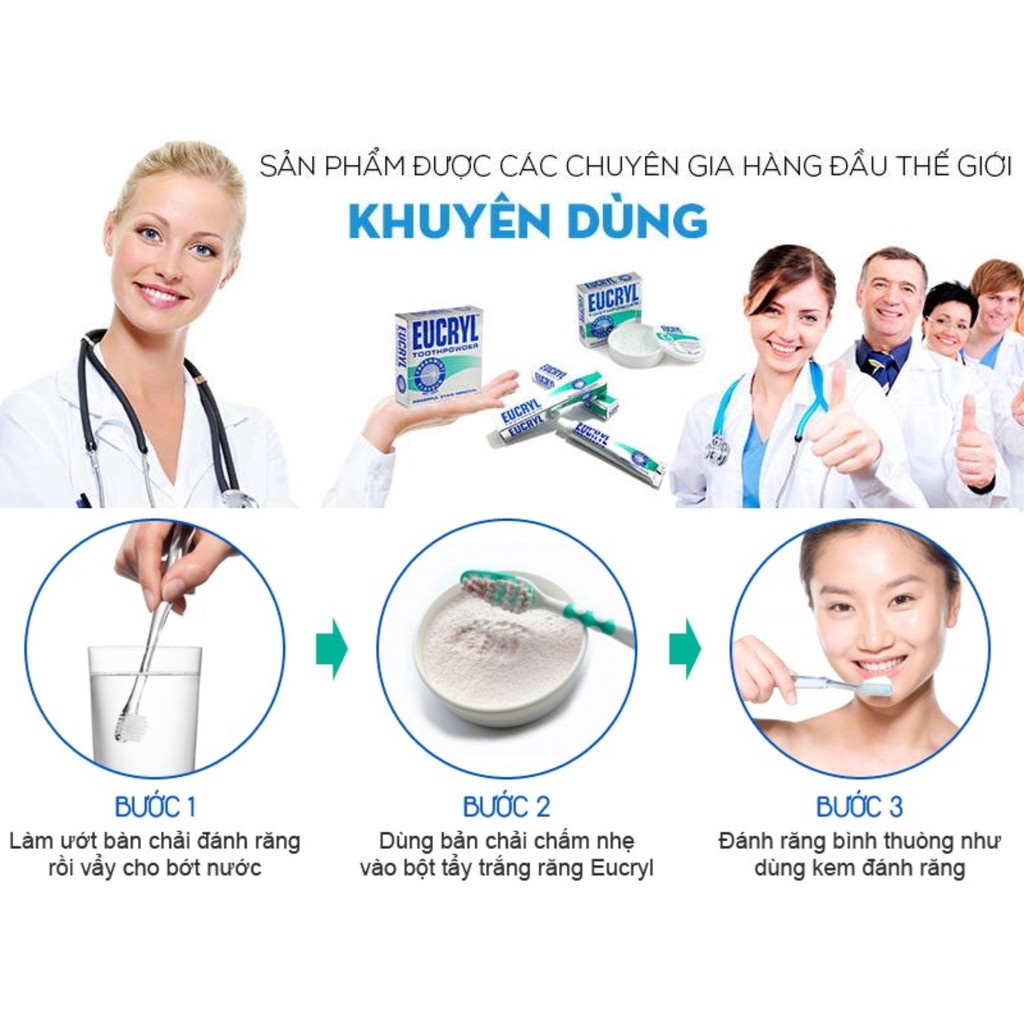 Kem đánh răng làm trắng răng Eucryl Toothpaste 62g