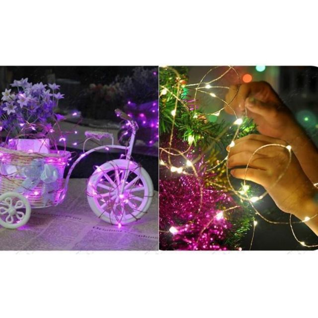 Led dây đom đóm 5m, sd pin 2 AA