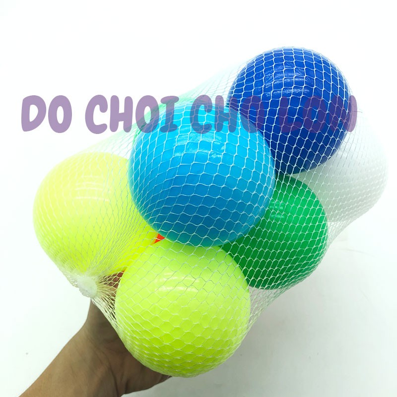 Combo 10 quả bóng nhựa mềm nhiều màu 10 trái banh túi lưới cho bé size 8 cm