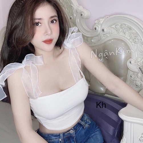 Áo croptop dây cột nơ body_Video