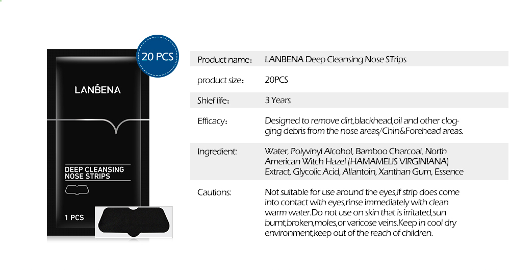 10 Miếng dán mũi LANBENA làm sạch mụn đầu đen