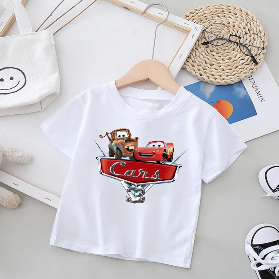 Áo thun bé trai và bé gái in hình Ô tô McQueen siêu dễ thương, Áo cotton xịn mặc mát thoải mái hình NTShirt