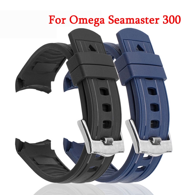 Dây Đeo Cao Su Silicone Khóa Thép Không Gỉ 20mm Cho Omega Seamaster 300