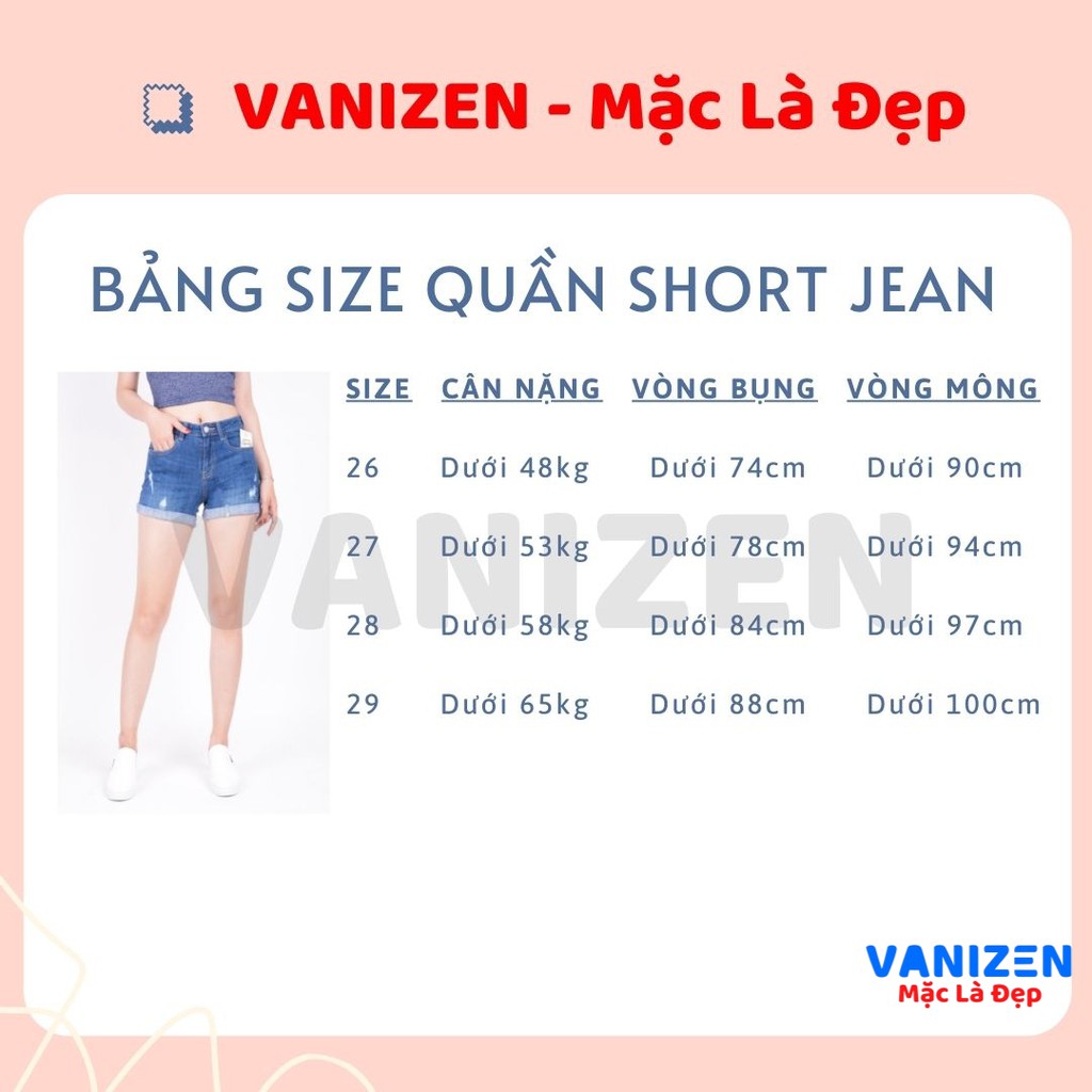 Quần short jean nữ ngắn đẹp lưng cao cạp cao rách hàng hiệu cao cấp mã 435 VANIZEN