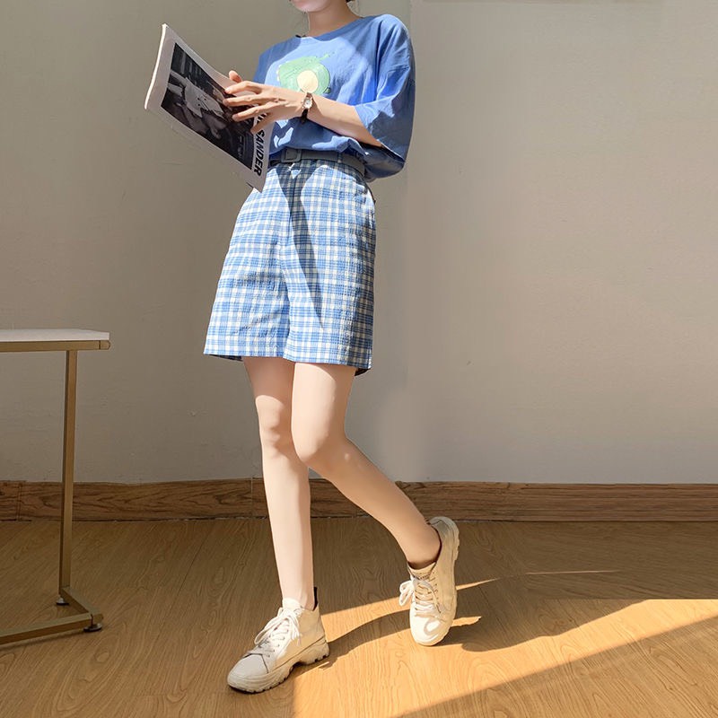 quần đùi nữ,quần đùi kẻ ca rô cao cấp phom chuẩn hàn sành điệu dáng cực xinh cho chị em | BigBuy360 - bigbuy360.vn