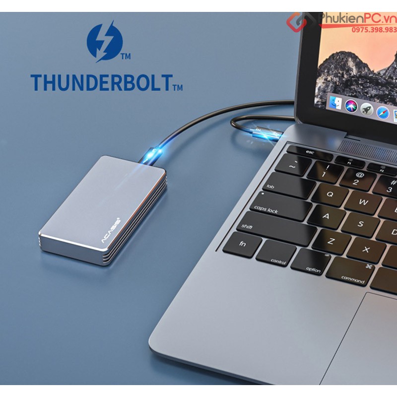 Box ổ cứng SSD M.2 NVMe Thunderbolt 3-40Gbps vỏ nhôm, nhanh nhất hiện nay-Macbook, iMac, Mac Mini, Laptop