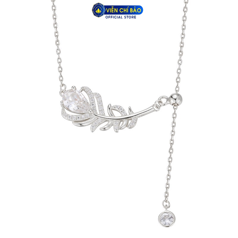 Dây chuyền bạc nữ họa tiết lá đính đá chất liệu bạc 925 thời trang phụ kiện trang sức nữ Viễn Chí D000167