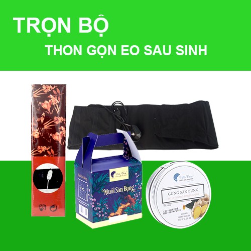 Bộ thon gọn eo sau sinh Vietcare (1 Đai quấn nóng, 1 Muối săn bụng, 1 Gừng ăn bụng)