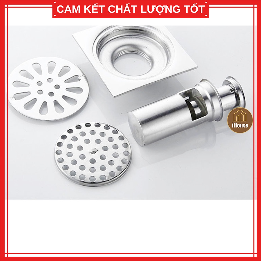 Nắp ga thoát sàn ngăn mùi nhà vệ sinh inox, phễu thoát sàn chống mùi hôi cống nhà tắm vệ sinh iHouse