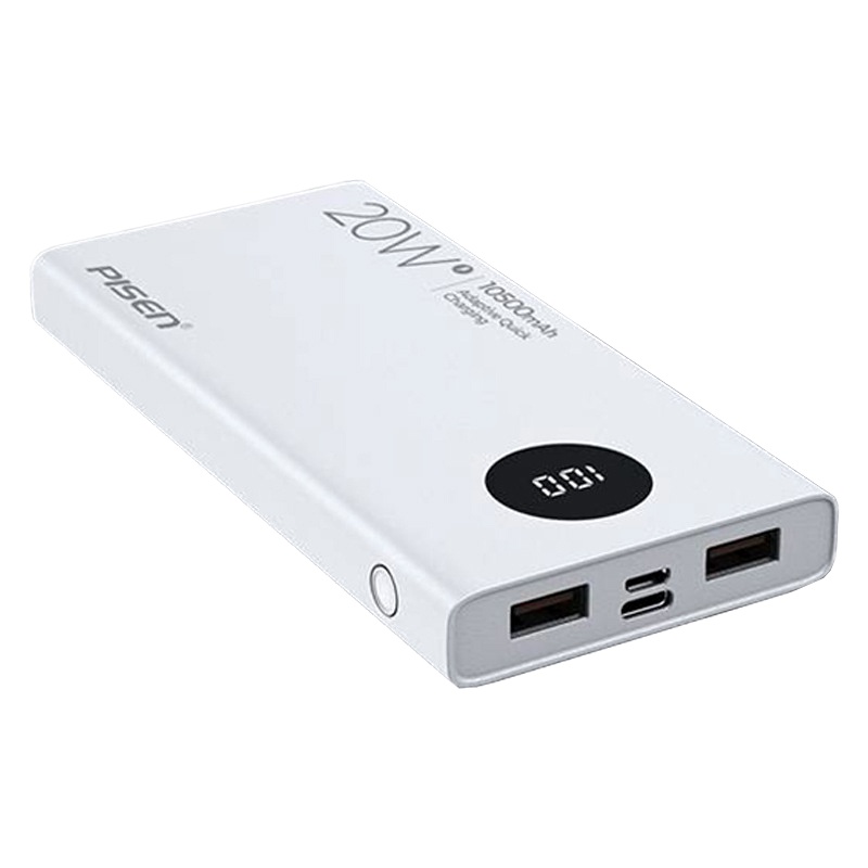 Sạc dự phòng Pisen TS-D306 dung lượng 10500mAh có LCD - hỗ trợ QC 3.0 và PD 20W (Trắng) - Nhất Tín Computer