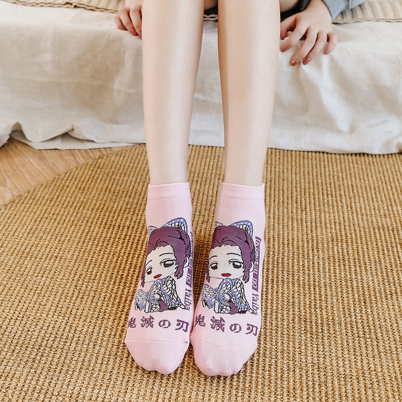 Set 5 Đôi Vớ Cotton Ngắn Họa Tiết Hoạt Hình Nhật Bản Thời Trang Cho Nữ
