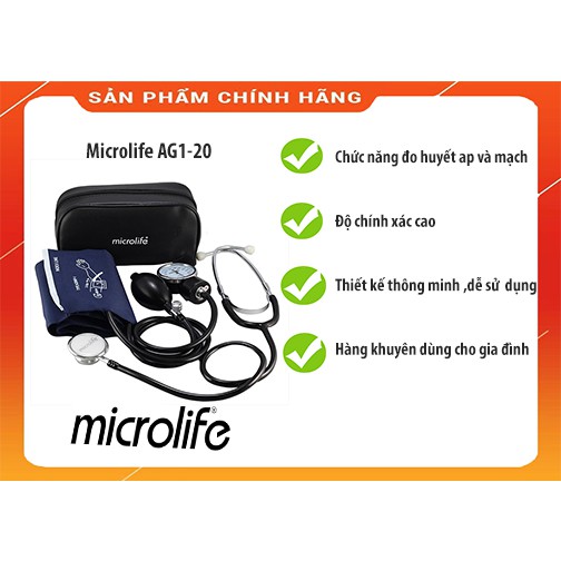 [CHÍNH HÃNG]Máy Đo Huyết Áp Cơ Microlife AG1-20(Tặng kèm áo mưa)