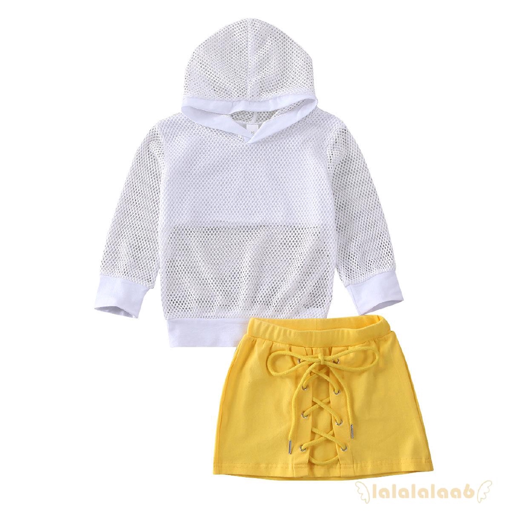 Set áo hoodie phối chân váy bút chì dễ thương cho bé gái