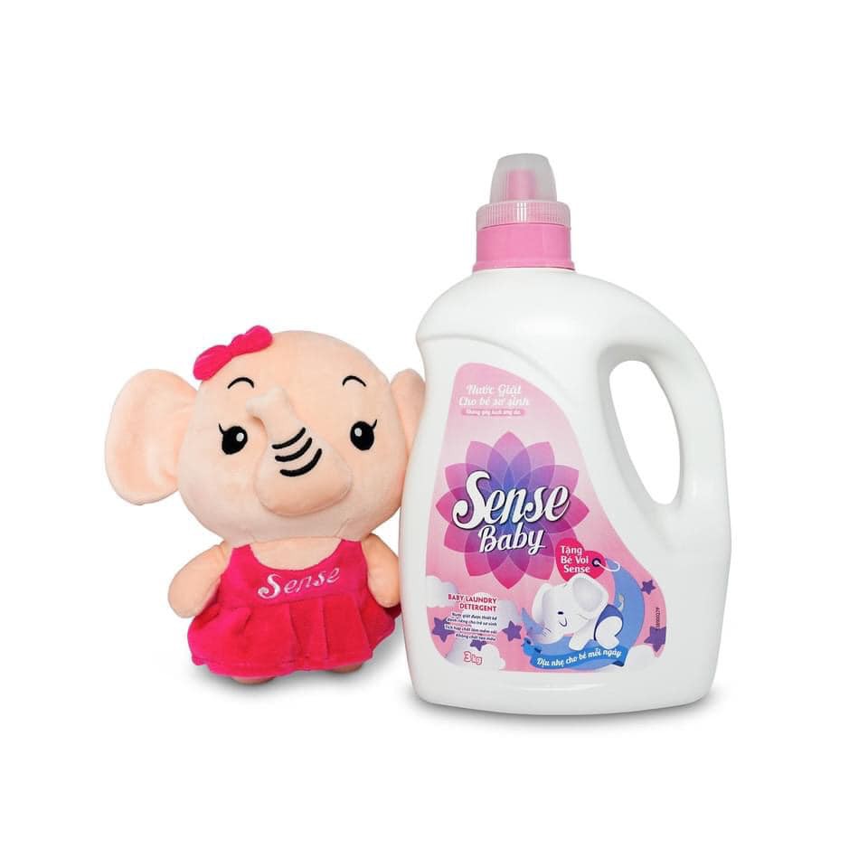 Nước Giặt Cho Bé Sơ Sinh Sense Baby Can 3kg - Tặng 1 Bé Voi Bông Màu Ngẫu Nhiên