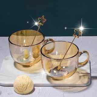 Ly thuỷ tinh sang trọng màu hổ phách, cốc thuỷ tinh chịu nhiệt dung tích lớn 480ml