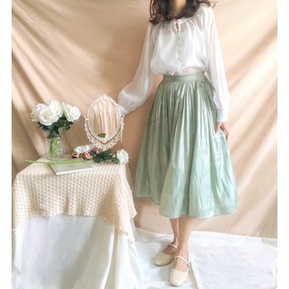 CC District - Chân váy midi lụa óng Freya Skirt xanh mint