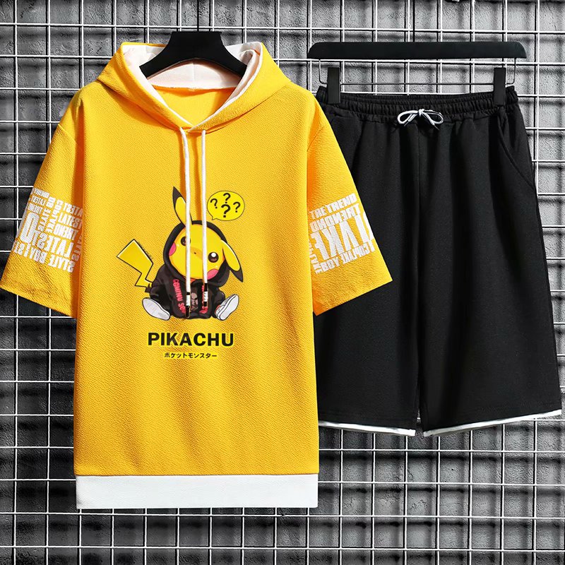 Bộ áo hoodie + quần short thể thao in họa tiết Hàn Quốc có 6 màu tùy chọn cho nam size M-3XL