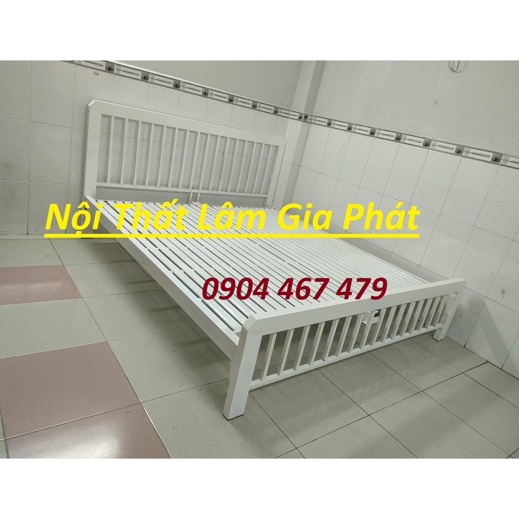 Giường sắt hộp trắng tinh - giường ngủ giá rẻ - freeship