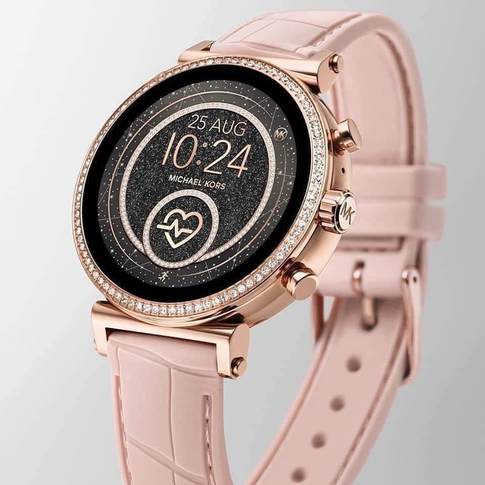 Đồng hồ thông minh Michael Kors Access Gen 4 Sofie Rose Gold-Tone and Embossed Silicone Smartwatch