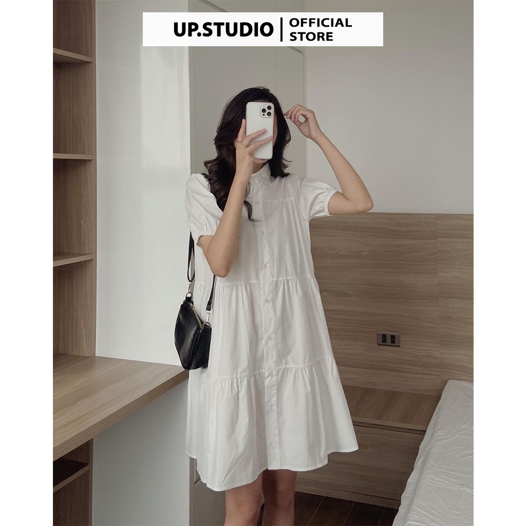 Váy babydoll sơ mi dáng dài suông trắng thiết kế ulzzang tiểu thư xinh đầm nữ công chúa đi dự tiệc đám cưới sang trọng
