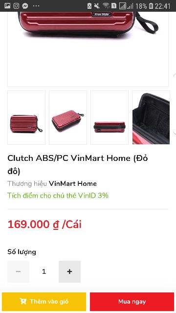 Clutch ABS/PC VinMart Home (Đỏ đô)