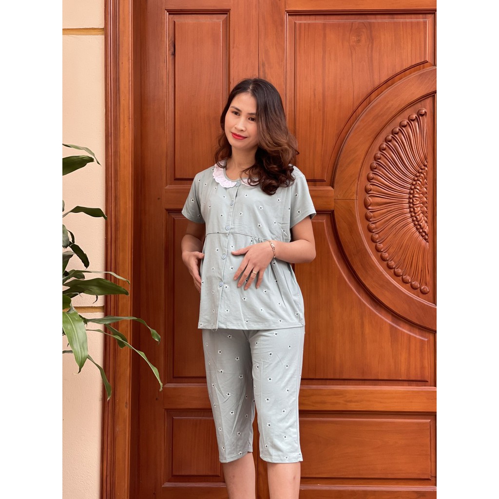 Bộ đồ bầu LỬNG họa tiết SAO - Bộ đồ mặc nhà cổ bèo xinh xắn dễ thương BL812