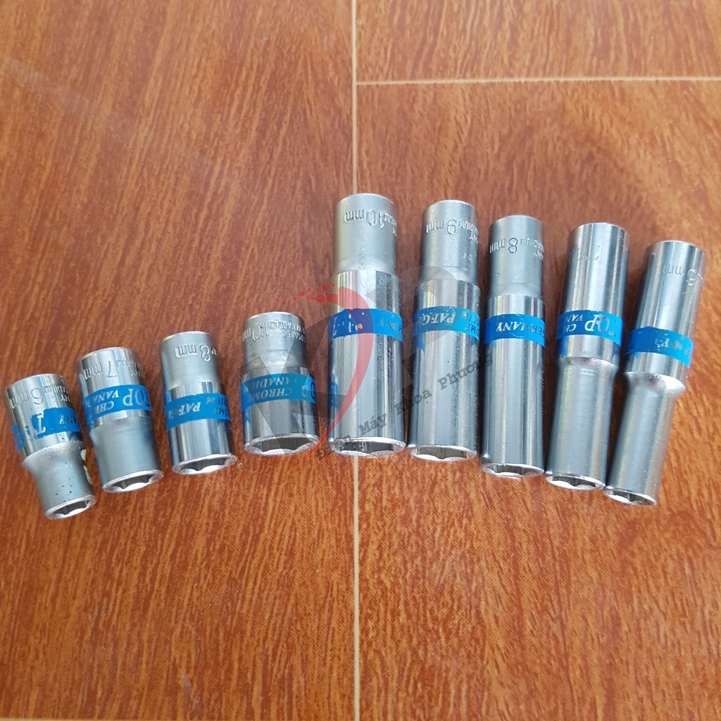 Đầu khẩu ngắn dài 1/4 inch, 1/2 inch các khẩu 6, 7, 8, 9, 10, 11, 12, 13 (đầu chụp bu lông 1/4 inch, 1/2 inch)