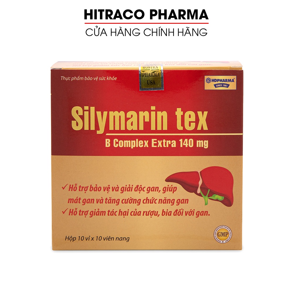 Viên uống bổ gan Silymarin Tex mát gan, giải độc gan - Hộp 100 viên [Silymarin Tex Đỏ]