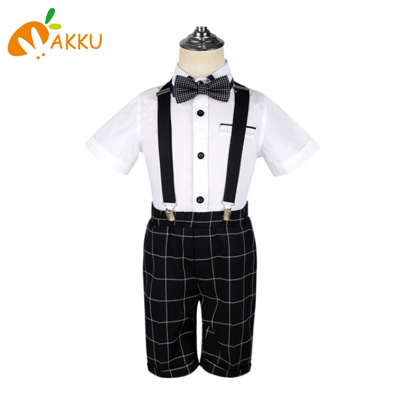 Set Áo Sơ Mi Tay Ngắn + Quần Yếm Kẻ Sọc Caro Thời Trang Mùa Hè Cho