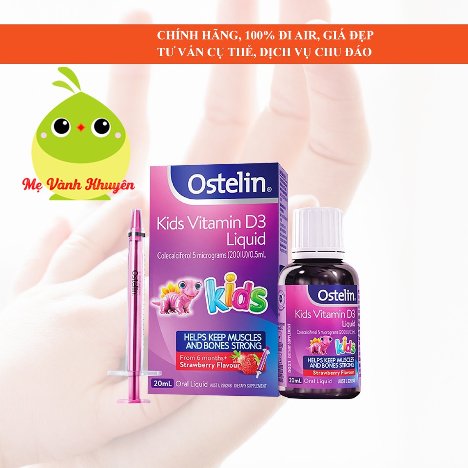 Vitamin D3 cho bé Ostelin Liquid/Drops, Úc (20ml/2.4ml)