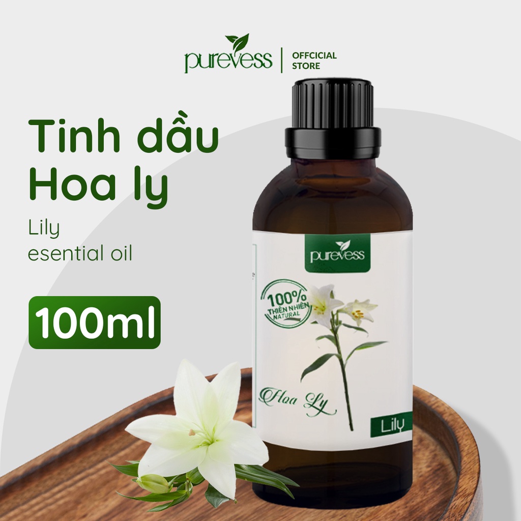 Tinh dầu Hoa Ly Purevess nguyên chất cao cấp giúp thơm phòng, thư giãn ngủ ngon dung tích 10ml, 30ml, 50ml, 100ml